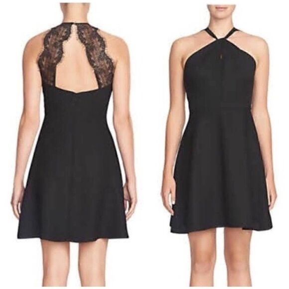 Cece NEW Twist Front Black Halter Dress with Lace Back Size 4 - Picture 1 of 4